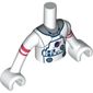 Minidoll Torso Boy White Astronaut Suit, Dark Blue Trim, Coral Stripes print, White Hands