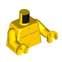 LEGO part 973c01h01pr6092 Torso Bare Chest with Dark Orange Body Lines Print, Yellow Arms and Hands in Bright Yellow/ Yellow
