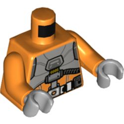 LEGO part 973c34h14pr0001 Torso, Space Suit, Utility Belt, Light Bluish Grey Chest Plate print, Orange Arms, Light Bluish Gray Hands in Bright Orange/ Orange
