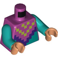 LEGO part 973c46h23pr6098 MINI UPPER PART, NO. 6098 in Bright Reddish Violet/ Magenta