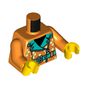 Torso Jacket, Zipper, Dark Turquoise Collar, Belt print, Orange Arms, Yellow Hands