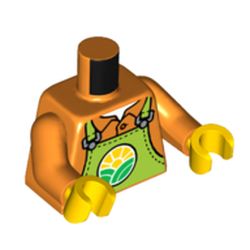 LEGO part 973c34h01pr6102 MINI UPPER PART, NO. 6102 in Bright Orange/ Orange