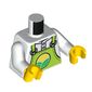 Torso Overalls, Lime with Grocery Store Logo Print, White Arms, Yellow Hands