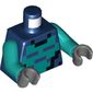 Torso Pixelated Dark Turquoise, and Black Squares print, Dark Turquoise Arms, Dark Bluish Gray Hands