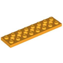 LEGO part 3738 Technic Plate 2 x 8 [7 Holes] in Flame Yellowish Orange/ Bright Light Orange