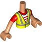Minidoll Torso Boy with High-Visibility Jacket, Red/White Stripes Shirt print, Nougat Arms and Hands