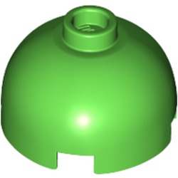 LEGO part 30367b Brick Round 2 x 2 Dome Top - Blocked Open Stud with Bottom Axle Holder x Shape + Orientation in Bright Green