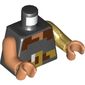 Torso Odd Arms, Pixelated Shirt with Brown and Gold Belt print, Left Pearl Gold Arm, Right Medium Nougat Arm, Medium Nougat Hands
