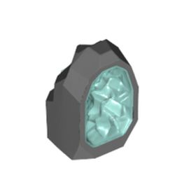 LEGO part 49656pat0004 Geode / Rock with Trans-Light Blue Crystal Pattern in Dark Stone Grey / Dark Bluish Gray