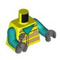 Torso Safety Vest, Light Bluish Grey Stripes, Radio print, Dark Turquoise Arms, Black Hands
