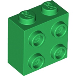 LEGO part 22885 Brick Special 1 x 2 x 1 2/3 with Four Studs on One Side in Dark Green/ Green
