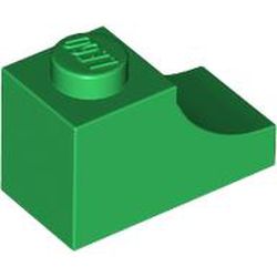 LEGO part 78666 Brick Curved 2 x 1 with Inverted Cutout in Dark Green/ Green