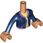 Minidoll Torso Girl with Dark Blue Jacket, Bright Light Yellow Shirt, Lavender Trim print, Nougat Arms and Hands