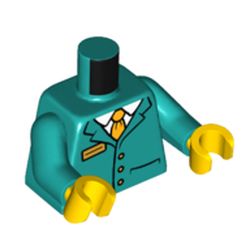 LEGO part 973c46h01pr6165 MINI UPPER PART, NO. 6165 in Bright Bluish Green/ Dark Turquoise