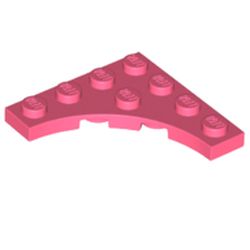 LEGO part 35044 Plate Special 4 x 4 with Curved Cutout in Vibrant Coral/ Coral