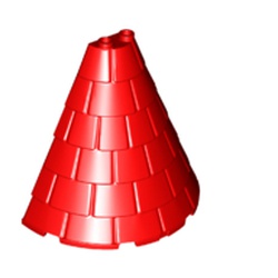 LEGO part 1746 Tower Roof 4 x 8 x 6 Half Cone Shaped with Roof Tiles in Bright Red/ Red
