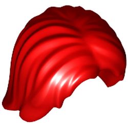 LEGO part 88283 Minifig Hair Mid-Length Tousled with Center Part in Bright Red/ Red