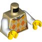 Torso Sweater, Argyle, Orange and Bright Light Orange Diamonds Print, White Arms, Yellow Hands