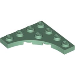 LEGO part 35044 Plate Special 4 x 4 with Curved Cutout in Sand Green