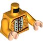 Torso Dress, White Center Panel, Reddish Brown Trim, Spots, and Swirls Print, Bright Light Orange Arms, Light Nougat Hands