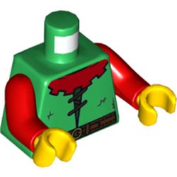 LEGO part 973c22h01pr6191 MINI UPPER PART, NO. 6191 in Dark Green/ Green