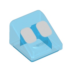 LEGO part 54200pr0009 Slope 30° 1 x 1 x 2/3 with Two Rounded White Squares Print in Transparent Blue/ Trans-Dark Blue