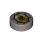 Tile Round 1 x 1 with Yellow Diamond/Jewel, Lime 'S' print