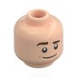 Minifig Head Jim Halpert, Thick Dark Brown Eyebrows, Smile with Raised Eyebrow / Neutral print