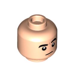 LEGO part 3626cpr3847 Minifig Head Ryan Howard, Straight Closed Moth, Angry/Stern Look print in Light Nougat