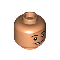 LEGO part 3626cpr3854 Minifig Head Oscar Martinez, Thin Open Mouth Worried, Black Eyebrows print in Nougat
