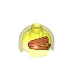 LEGO part 30367cpr1028 Brick Round 2 x 2 Dome Top - Hollow Stud, Stapler Print in Transparent Fluorescent Green/ Trans-Neon Green