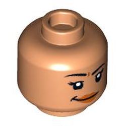 LEGO part 3626cpr3871 Minifig Head Smile/Smirk, Peach Lips print in Nougat