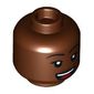 Minifig Head, Dark Brown Lips, Open Mouth Smile, Tongue print