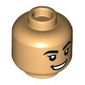 Minifig Head Smile, Raised Eyebrows/Angry Grin print