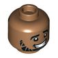 Minifig Head, Crooked Awkward Smile, Black Beard, Hair on Back print