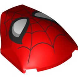 LEGO part 85834pr0004 Slope Curved 4 x 5 x 1 2/3 with Spider-Man Face print in Bright Red/ Red