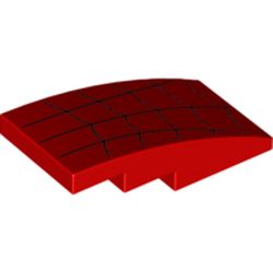 LEGO part 93606pr0010 Slope Curved 4 x 2 No Studs with Black Spider Wedding Print in Bright Red/ Red