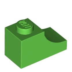 LEGO part 78666 Brick Curved 2 x 1 with Inverted Cutout in Bright Green