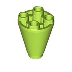 LEGO part 49309 Cone 2 x 2 x 2 Inverted in Bright Yellowish Green/ Lime