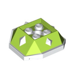 LEGO part 67931pat0004 Wedge Sloped 4 x 4 with Diamond Spikes with Lime Slopes Print in White