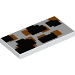 LEGO part 87079pr0289 Tile 2 x 4 with Black/Orange Squares print in White