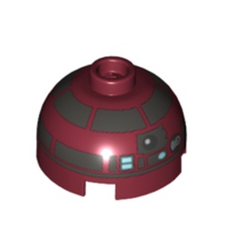LEGO part 30367cpr1027 Brick Round 2 x 2 Dome Top with rR4-P17 print in Dark Red