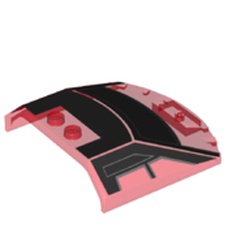LEGO part 65633pr0013 Windscreen 6 x 6 x 1 1/3 with Black Cockpit Print in Transparent Red/ Trans-Red