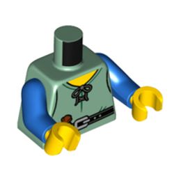 LEGO part 973c28h01pr6229 MINI UPPER PART, NO. 6229 in Sand Green
