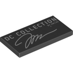 LEGO part 87079pr0290 Tile 2 x 4 with Groove with 'DC COLLECTION BY JIM LEE' and Signature Print in Black