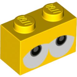 LEGO part 3004pr0093 Brick 1 x 2 with Drooping Eyes (Yoshi) Print in Bright Yellow/ Yellow