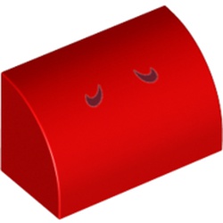 LEGO part 37352pr0018 Brick Curved 1 x 2 x 1 No Studs with Dark Red Lines (Yoshi Nostrils) Print in Bright Red/ Red