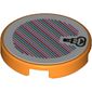 Tile Round 2 x 2 with Bottom Stud Holder with Iggy Head and Barcode Print (Sticker)
