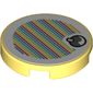 Tile Round 2 x 2 with Bottom Stud Holder with Yoshi Fruit and Barcode Print (Sticker)