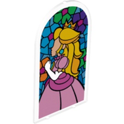 LEGO part 65066pr0004 Glass for Frame 1 x 6 x 7 with Glass-Stained Window, Princess Peach print in Transparent/ Trans-Clear